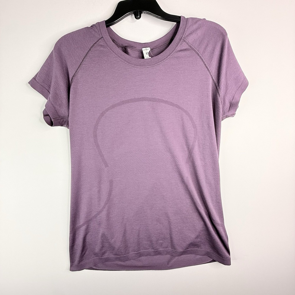 lululemon Women's Shirt Top Purple Size 16 Short Sleeve